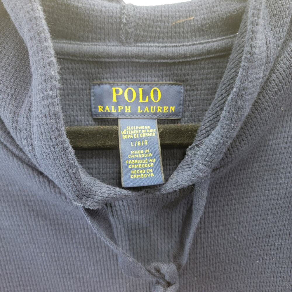Ralph Lauren Ribbed Navy Blue Hoodie Pullover Sleepwear Sweater Large - Picture 3 of 4